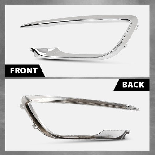 Solid Spare Front Driver Left Side Fog Light Outer Trim Silver Fit For 2017-2020 Lincoln MKZ