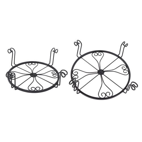 Solid Spare 2 Pack 10" 12" Rustproof Black Metal Plant Stands Flower Planter Pot Stand Round