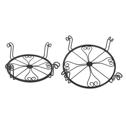 Solid Spare 2 Pack 10" 12" Rustproof Black Metal Plant Stands Flower Planter Pot Stand Round