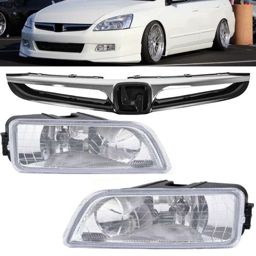 Fit 2006-2007 Honda Accord Sedan Front Upper Grille & Bumper Grill Fog lights
