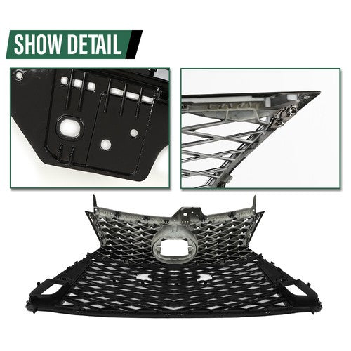 Solid Spare Fit For 2017-2022 Lexus IS250 IS350 F Sport Front Grille Grill Set Black