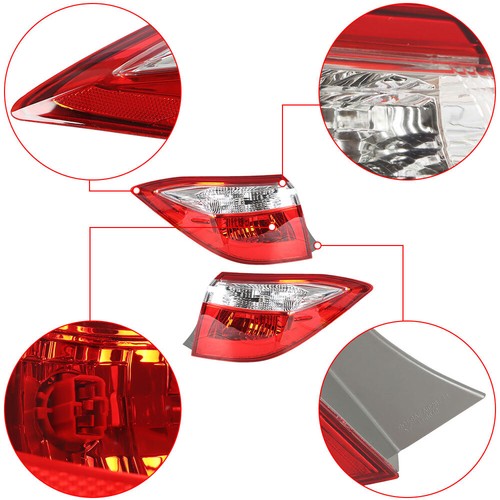 Solid Spare Red Driver & Passenger Rear Brake Tail Lights Fit For Toyota Corolla 2014-2016