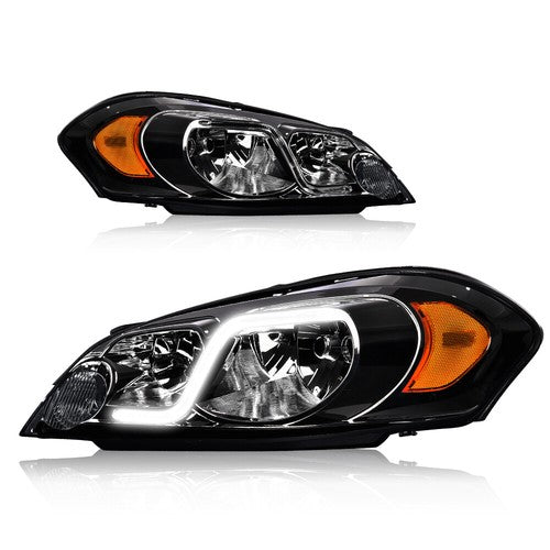Solid Spare Fit For 2006-2013 Chevy Impala/06-07 Monte Carlo Chrome LED DRL Headlights Lamps