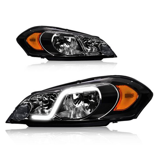 Solid Spare Fit For 2006-2013 Chevy Impala/06-07 Monte Carlo Chrome LED DRL Headlights Lamps