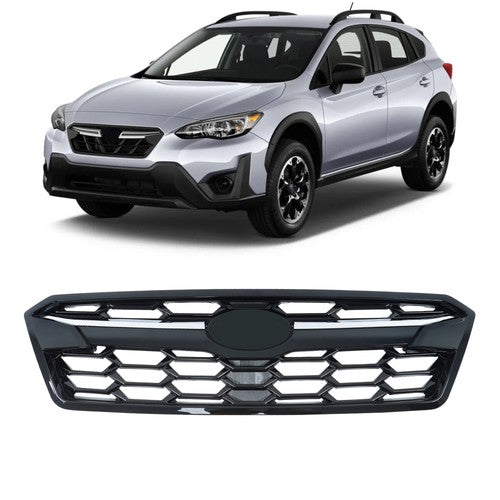 Solid Spare For Subaru Crosstrek 2018 2019 2020 Front Upper Grill Black with Chrome Molding