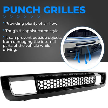 Solid Spare For 07-13 SIERRA 1500 DENALI PICKUP BOTTOM LOWER BUMPER MESH GRILLE GLOSS BLACK