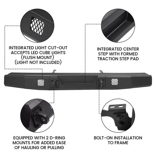 Solid Spare Rear Bumper Assembly For Polaris Ranger 1000 /XP 1000 2018-2025 Winch Ready