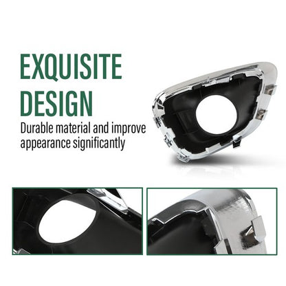 Solid Spare Fit For 2014-2017 Jeep Compass Front Bumper Fog Light Bezel Lamp Trim Left+Right