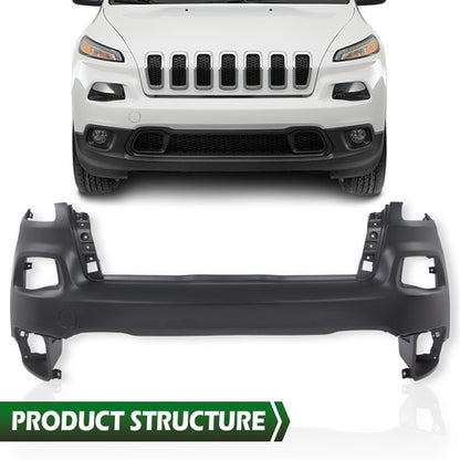 Solid Spare Fit For 2014-2018 Jeep Cherokee Front Upper Bumper Cover Replacement NEW
