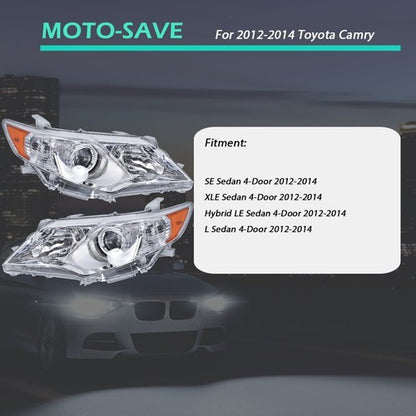 Solid Spare Front Headlights Assembly Fit For Toyota Camry 2012-2014 LH + RH Pair Clear Lens