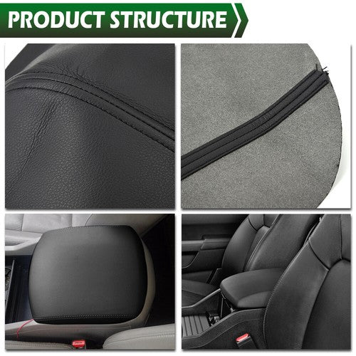 Solid Spare Fit For 09-15 Honda Pilot Leather Center Console Front Door Armrest Cover