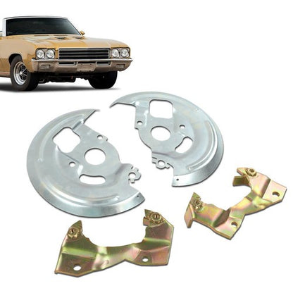 Solid Spare Disc Brake Caliper Brackets + Backing Plates Dust Shields A Body For GM Chevelle