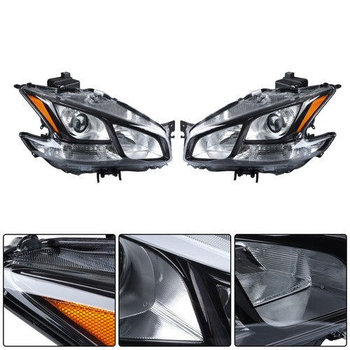 Solid Spare LH+RH Headlight Headlamps Clear w/Sport Pkg HID Type For Nissan Maxima 2009-2014