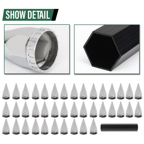 Solid Spare New 4pcs Rear Hub Cover For Semi Truck Wheel Cover 33mm Nut Covers Spiked Silver