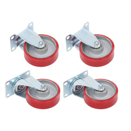 Solid Spare 4Pcs Swivel Caster Wheels 4 Inch Polyurethane Galvanized (Two Fixed & Universal)