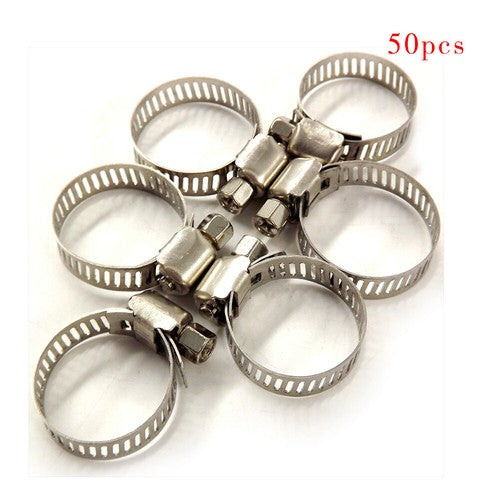 Solid Spare 50PCS Adjustable 3/8"-1/2" Stainless Steel Drive Hose Clamps Fuel Line Worm Clip
