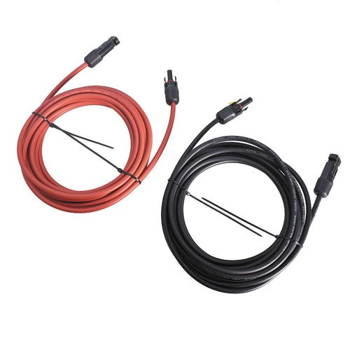Solid Spare 1 Pair 12AWG Black + Red Solar Panel Extension Cable Wire Connector
