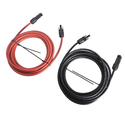 Solid Spare 1 Pair 12AWG Black + Red Solar Panel Extension Cable Wire Connector