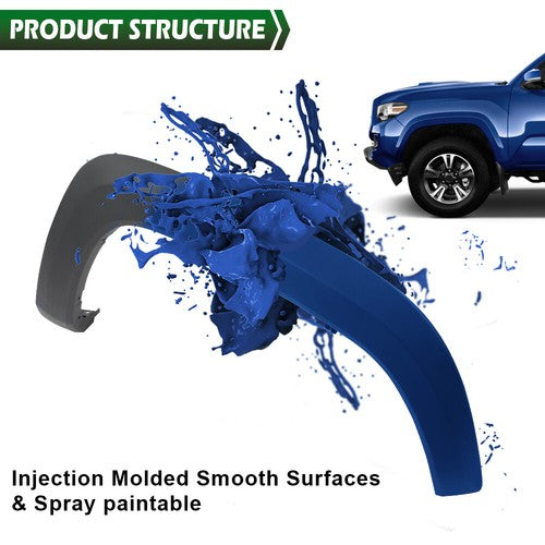 Solid Spare Fit For 2016-2023 Toyota Tacoma Front Driver & Passenger Side Fender Flares