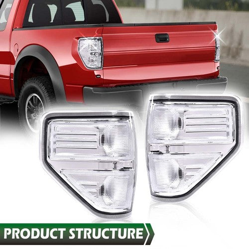Solid Spare Clear Chrome Tail Lights Brake Lamps Fit For 2009-2014 Ford F150 F-150 Pickup