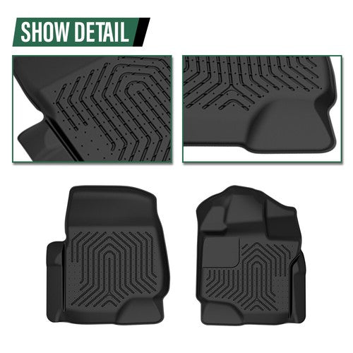 Solid Spare Fit For 2015-2025 Ford F-150 Super Crew Cab TPE Front Row Floor Mats Liners