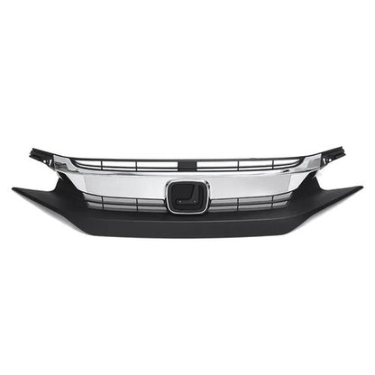 For 2016 2017 2018 Honda Civic Front Bumper Upper Lower Grille Grill Chrome