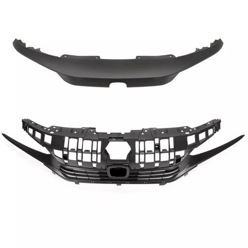 Solid Spare Fits Honda Civic Sport 2022-2024 Front Bumper Upper Grille+Grill Cover Molding