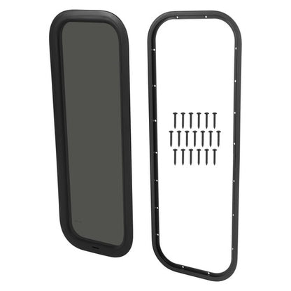 Solid Spare Black Screen RV Window 12" X 35" with Trim Ring Universal Dark Tempered Glass