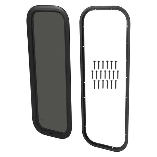 Solid Spare Black Screen RV Window 12" X 35" with Trim Ring Universal Dark Tempered Glass