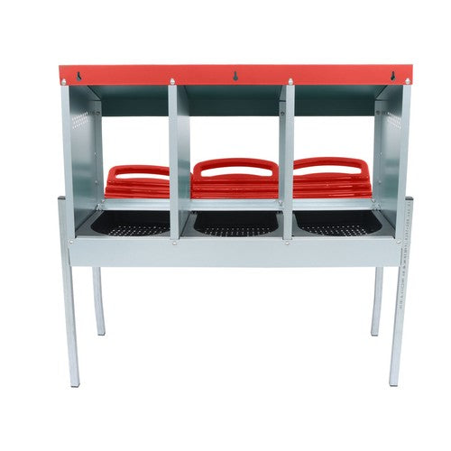 Solid Spare 3 Hole Chicken Egg Nesting Boxes With Metal Legs Chicken Laying Box Red