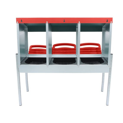 Solid Spare 3 Hole Chicken Egg Nesting Boxes With Metal Legs Chicken Laying Box Red