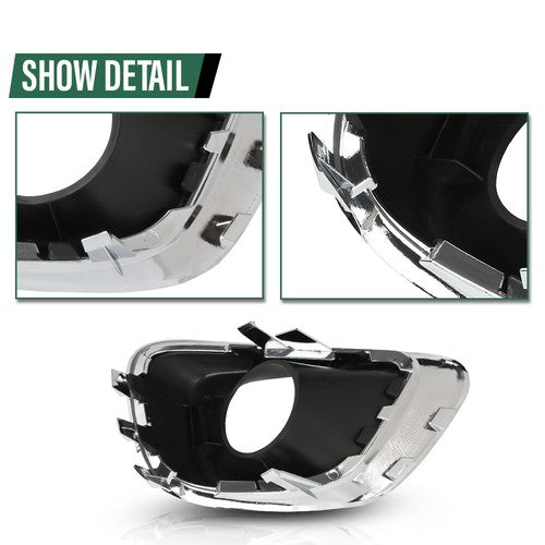Solid Spare Fit For 2014-2017 Jeep Compass Front Bumper Fog Light Bezel Lamp Trim Left+Right