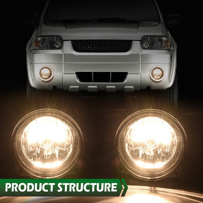 Solid Spare Bumper Fog Lights Lamps Clear W/Bulbs Fit For 03-2004 Ford Cobra/2002-2004 Focus