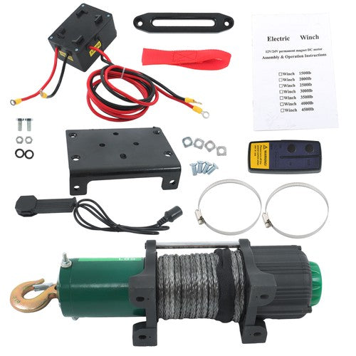 Solid Spare 4500lbs Synthetic Rope Electric Winch Waterproof IP67 with 82ft Wireless Remote