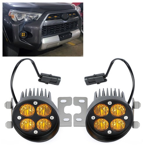 Solid Spare Pair LED Fog Lights Amber w/Brackets For Toyota Tacoma 4Runner Tundra 2010-2023