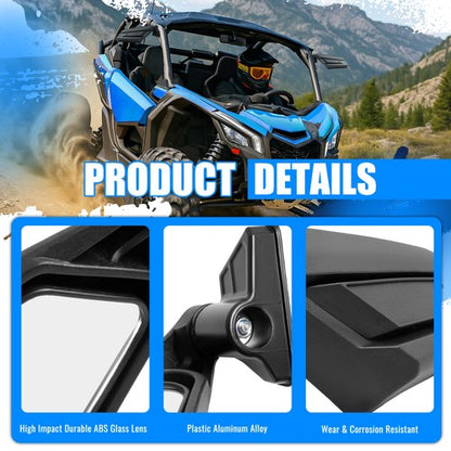 Solid Spare Rear View Side Mirror For Can Am Maverick X3 MAX R models 2017-up Racing Style
