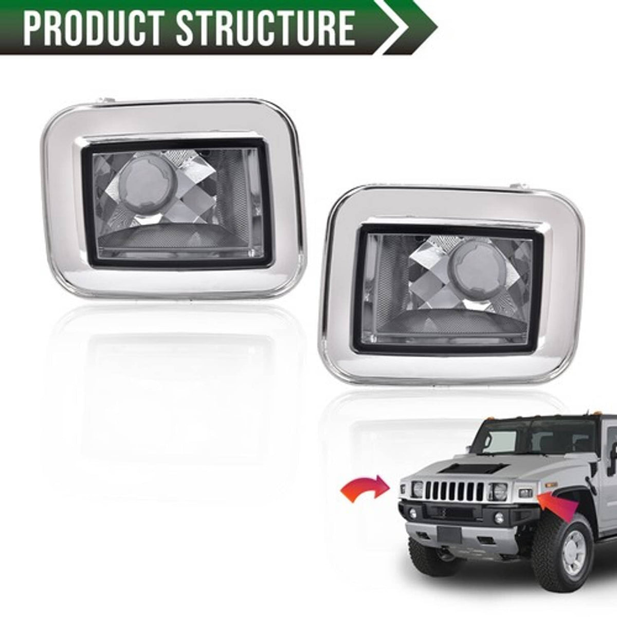 Solid Spare Fit For 03-08 Hummer H2 SUT Front Chrome Smoke Parking Signal Light Lamp 2pcs