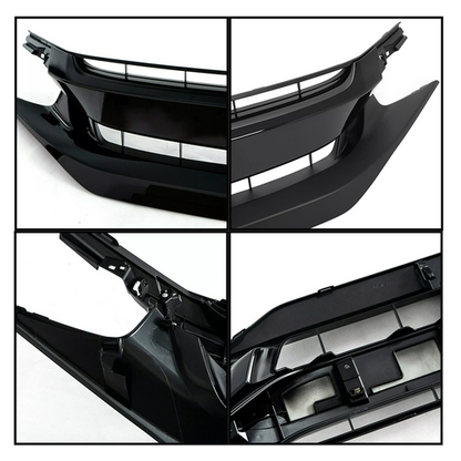 Fit 2019-21 Honda Civic Sedan Matte Mesh Front Bumper Glossy Black Grille Grill