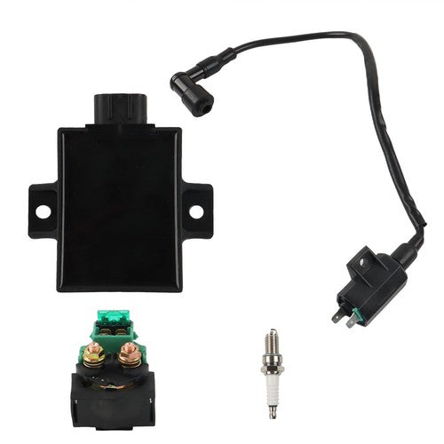 Solid Spare Ignition Coil CDI Spark Plug&Starter Solenoid Relay For Kawasaki Bayou 220 96-02