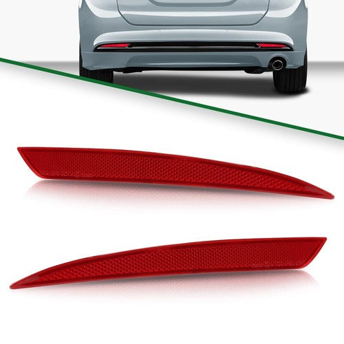 Solid Spare Rear Bumper Reflector Light Left+Right Side Red Fit For 2013-2018 Ford Fusion