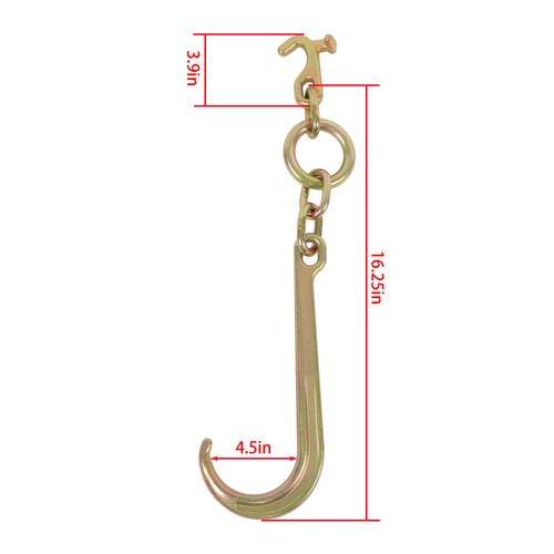 Solid Spare 1 Pack 5400lbs G70 15" J Hook w/ TJ Hooks for Towing Wrecker Roll Back Truck