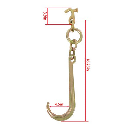 Solid Spare 1 Pack 5400lbs G70 15" J Hook w/ TJ Hooks for Towing Wrecker Roll Back Truck