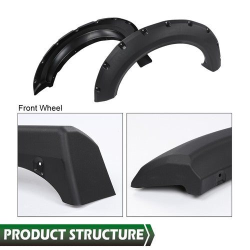 Solid Spare Wheel Fender Flares Fit For 2009-2014 Ford F150 F-150 Pocket Rivet Style Bolt on