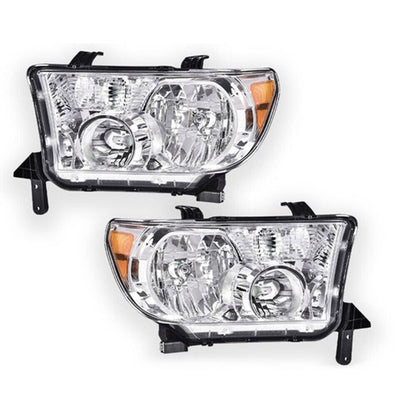 Solid Spare Fit For Toyota 07-13 Tundra 08-17 Sequoia Clear Headlights Head Lamps Left+Right