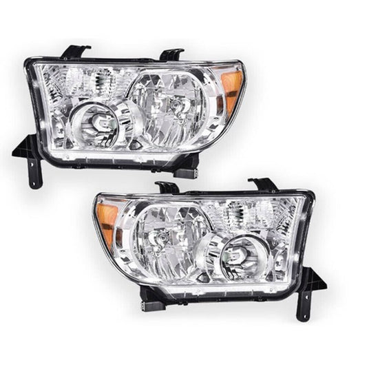 Solid Spare Fit For Toyota 07-13 Tundra 08-17 Sequoia Clear Headlights Head Lamps Left+Right