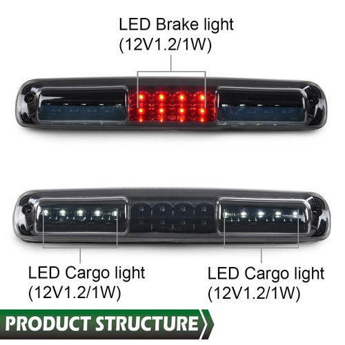 Solid Spare Fit For 99-2006 Chevy Silverado GMC Sierra LED 3rd Brake Light Cargo Lamp Black