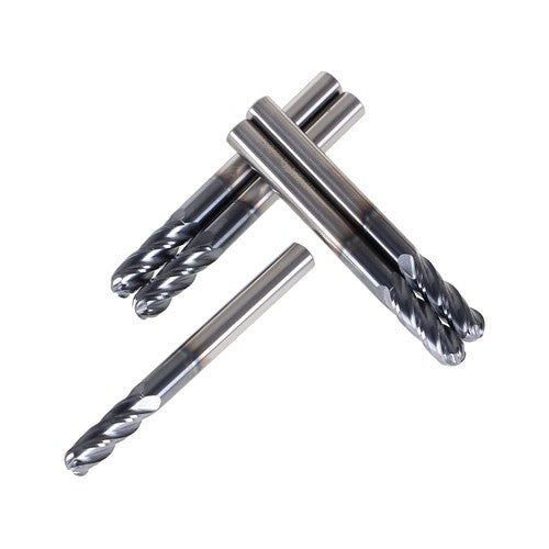 Solid Spare 1/4" 4 Flute Ball Nose Carbide End Mill 3/4" LOC 2-1/2" Overall 5PCS
