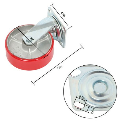 Solid Spare 6" × 2" Tilt Casters Heavy Duty Swivel Caster Wheel 1250 Lbs Industrial Casters
