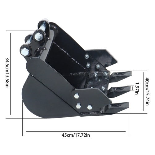 Solid Spare New Mini Excavator 400mm Tooth Bucket Digger Machine Attachment With Teeth