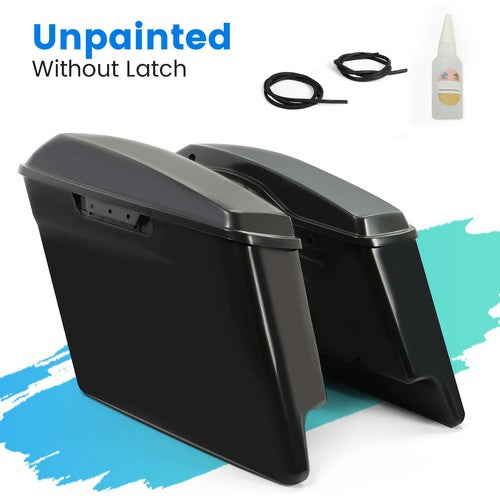 Solid Spare 5" Stretched Extended Hard Saddle bags For Harley Touring 14-24 Road King Glide